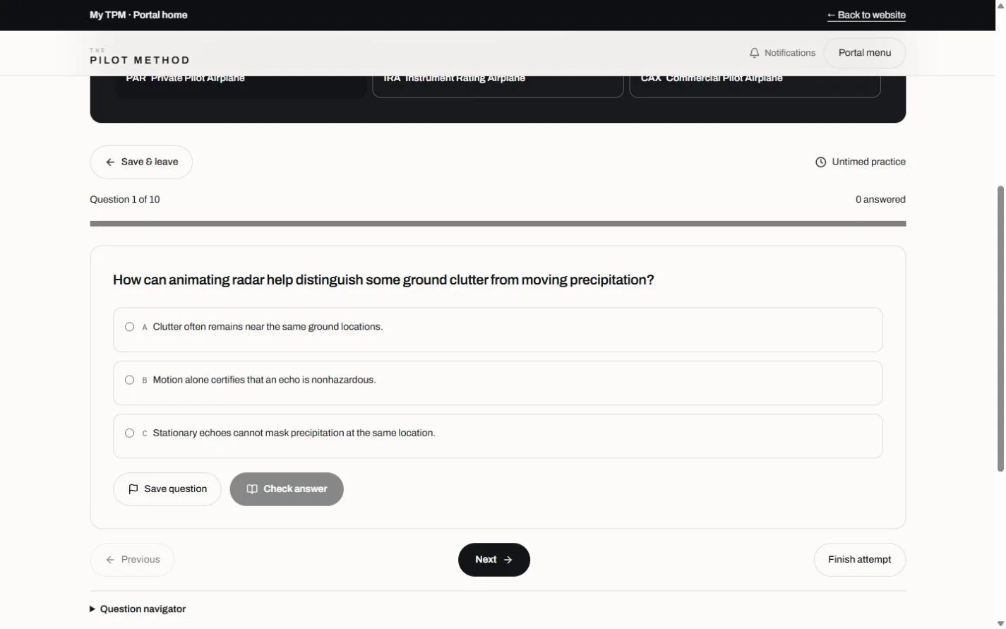 Work through a question — Pilot Method